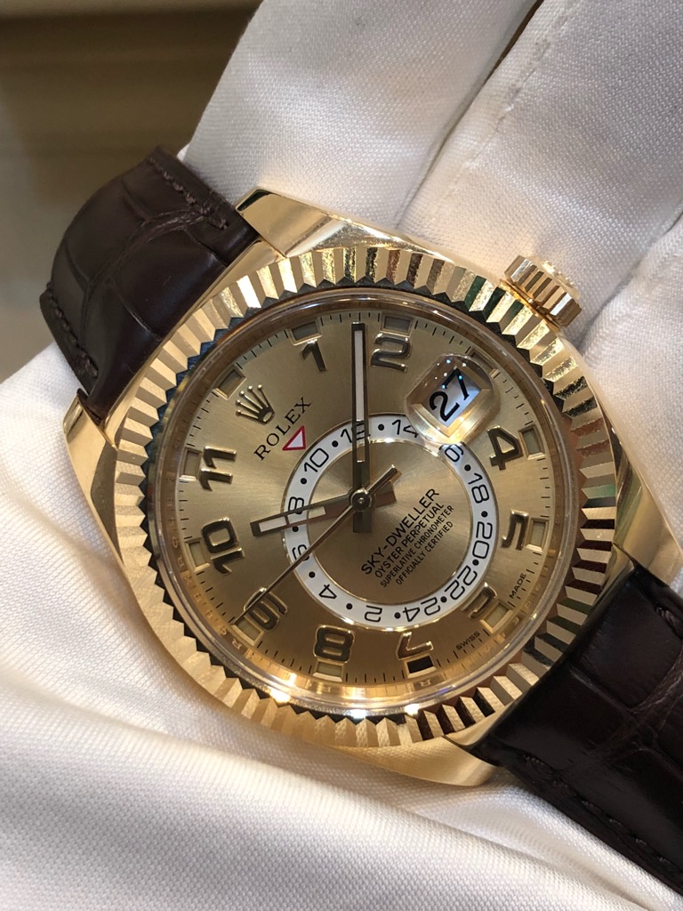FS: Rolex Sky-Dweller Champagne Dial Leather Gold 2018 Card | WatchCharts