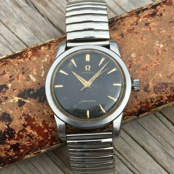 1954 Omega Seamaster black waffle honeycomb dial gents watch NO RESERVE ...