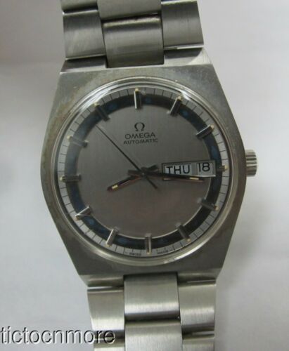 VINTAGE OMEGA AUTOMATIC DAY DATE WATCH MENS Ref 1660125 SILVER DIAL / BLUE  RING | WatchCharts