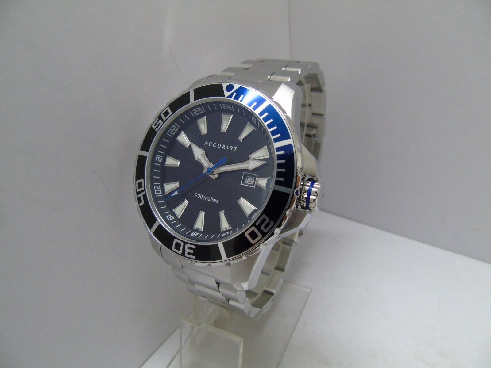 ACCURIST SIGNATURE MENS 200m DIVERS WATCH NEW BLUE BLACK BATMAN