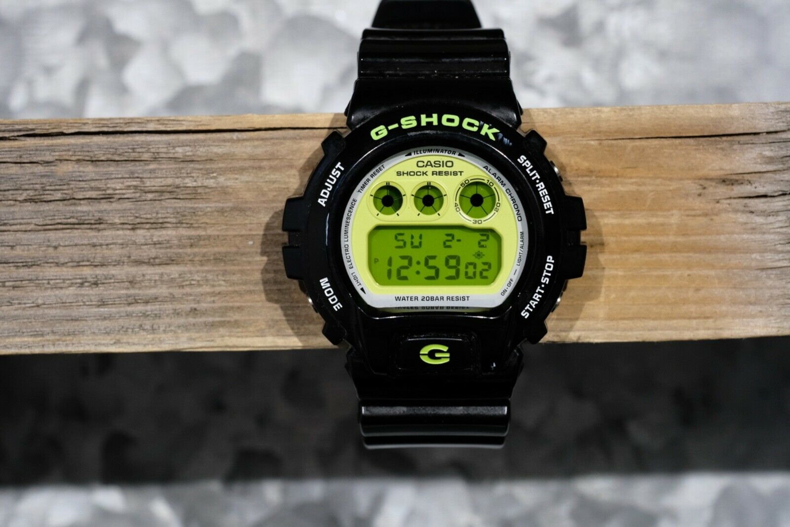 g shock black and neon green