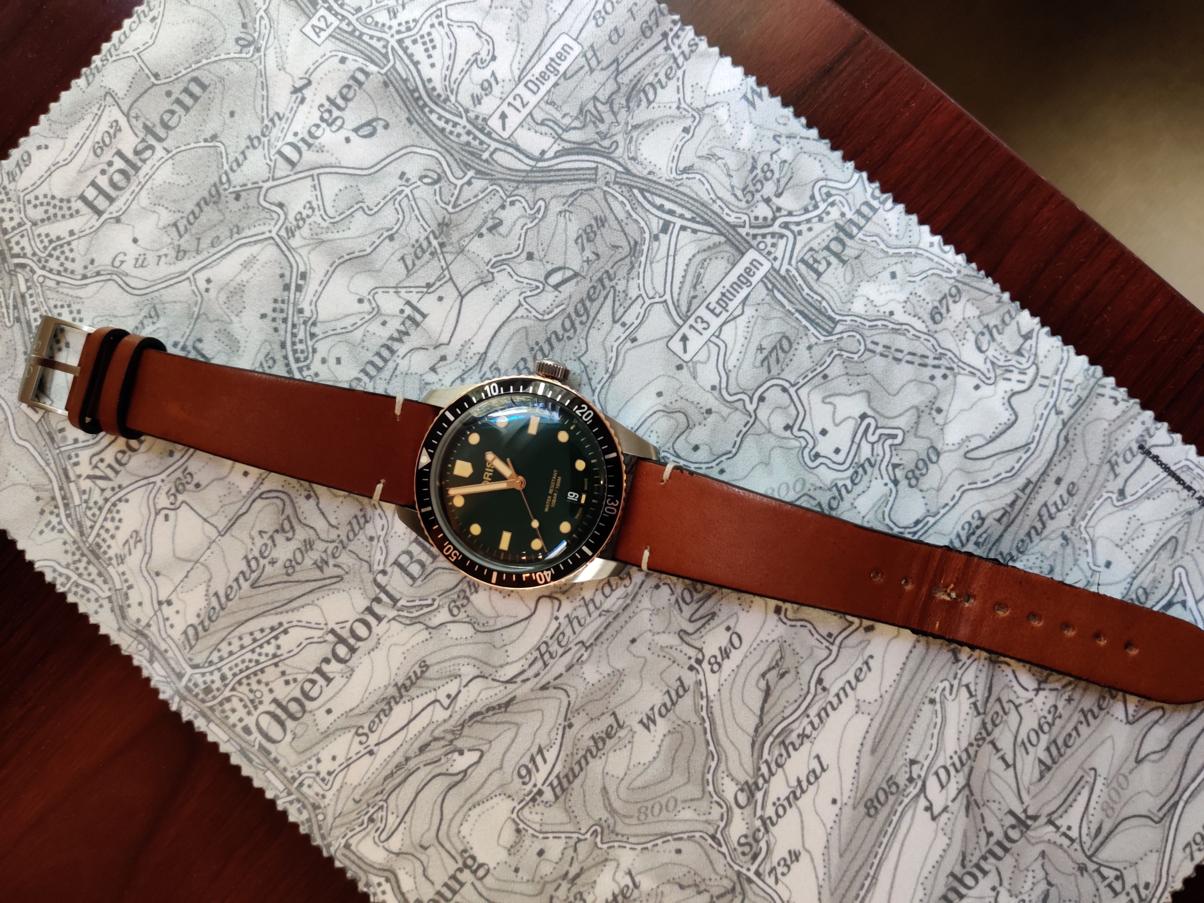 FS ORIS Diver 65 Deep Green gilt dial Bronze Bezel Full Kit