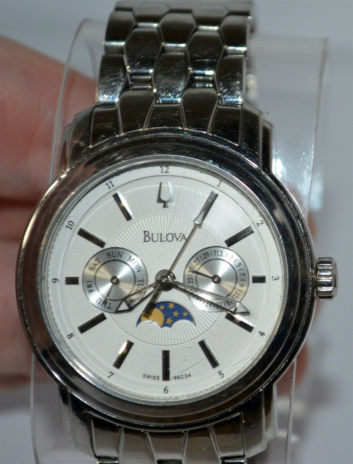 Men s Bulova 96C34 Moon Phase Watch w Extra Link WatchCharts Marketplace