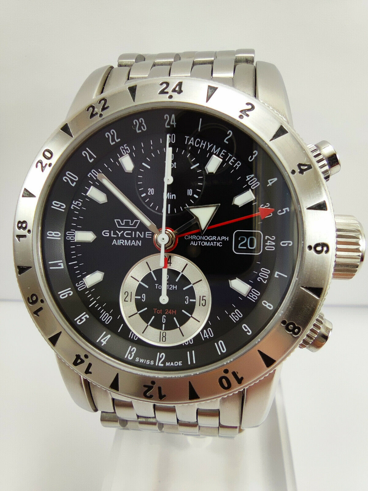 GLYCINE Airman 9 Ref. 3840 Men s Stainless steel Automatic GMT Chronograph Rare WatchCharts Marketplace