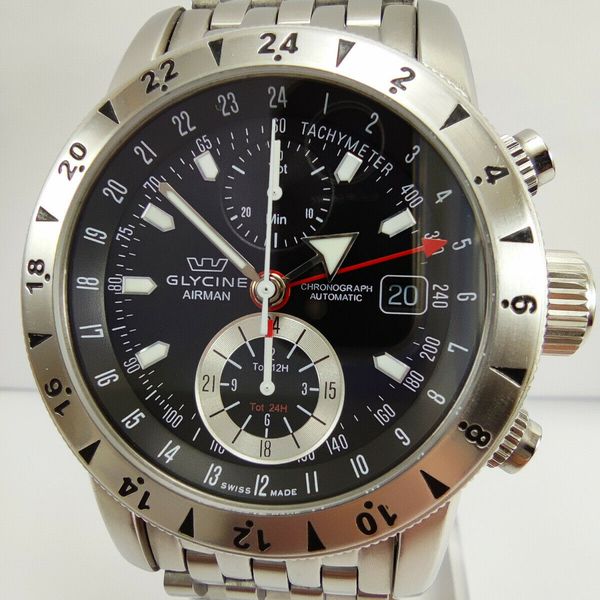 GLYCINE Airman 9 Ref. 3840 Men's Stainless steel Automatic GMT ...