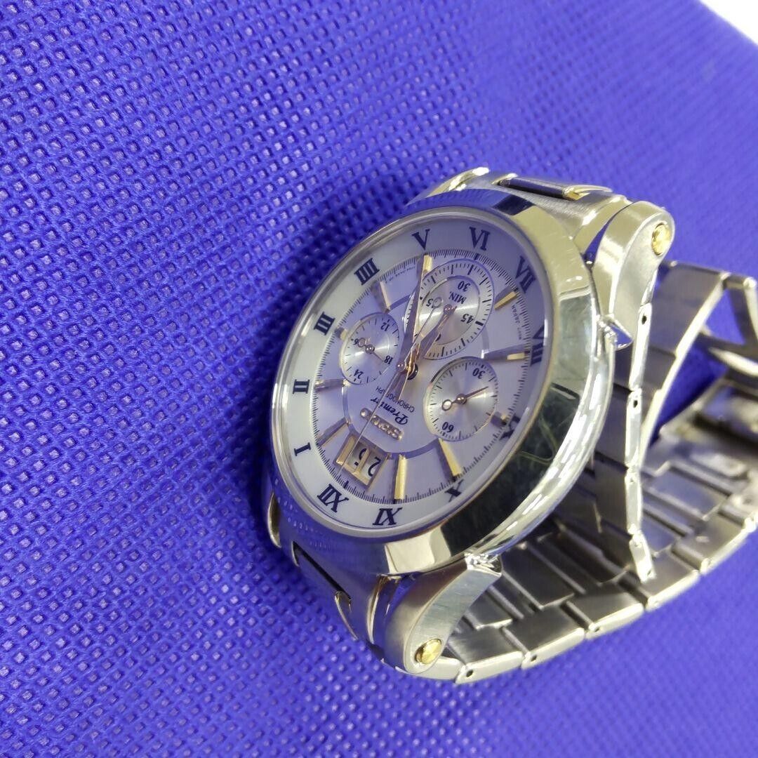 JAPAN SEIKO Premier Quartz 7T04-0AA0 Chronograph Big Date #98