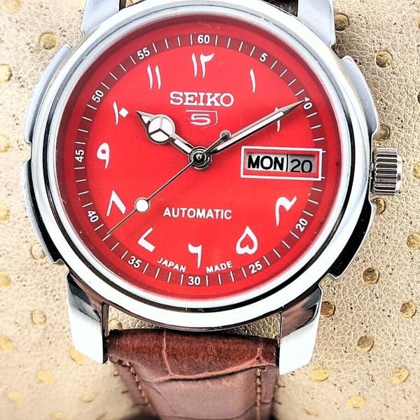 紅日 Arabic-Indices Seiko 5 Red-Dial Automatic 6309A D/D 17 Jewels
