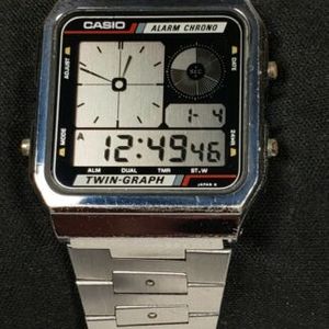 Vintage Casio Twin Graph AE-200 Stainless case, working, original