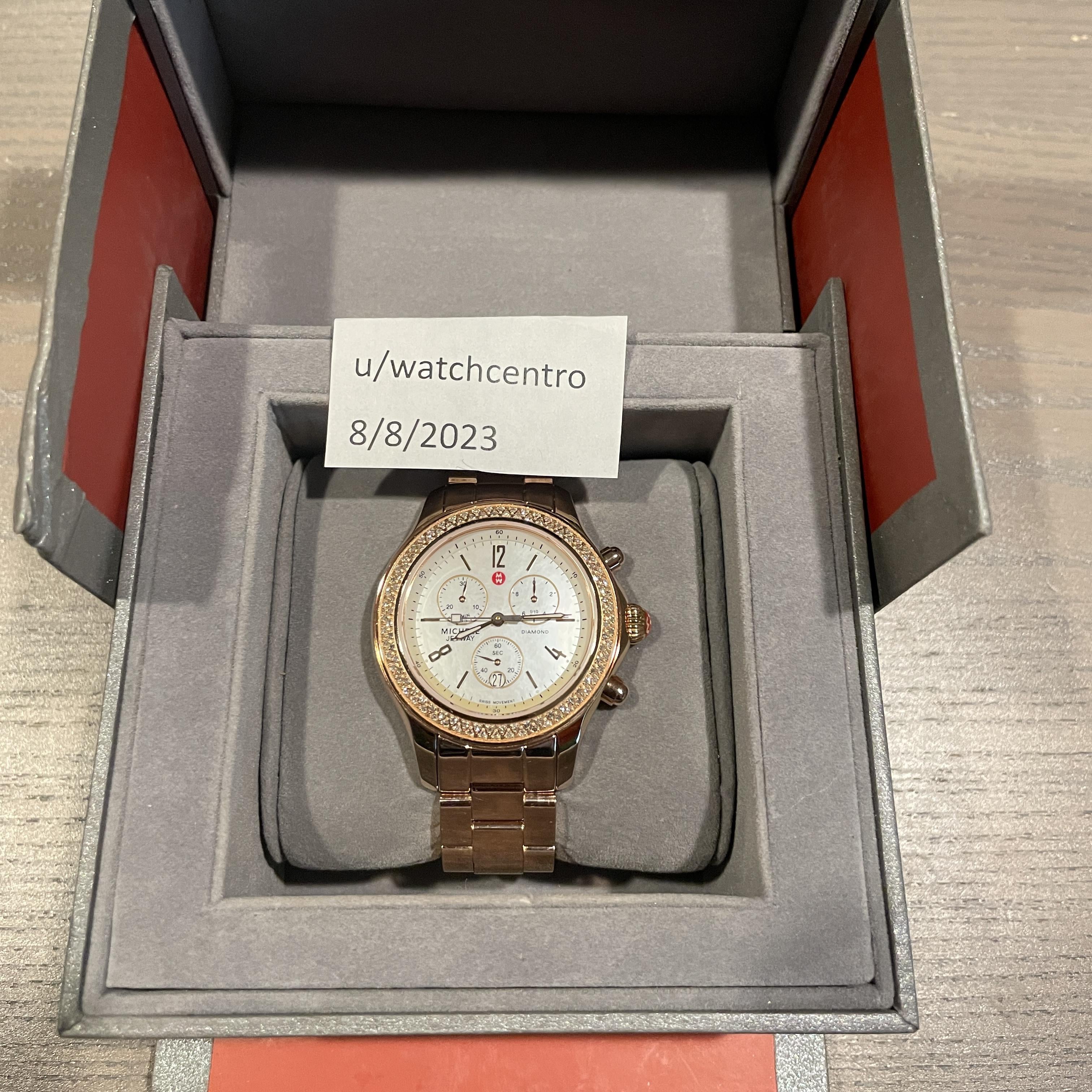 WTS Michele Jetway Rose Gold Diamond Bezel 39mm Chronograph