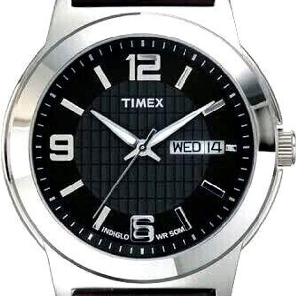 Timex T2E561 Bank Street Men's 40 mm Watch Classic Black Leather Strap ...