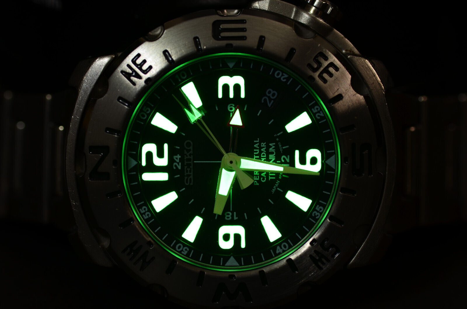 Seiko 8F56-0070 Landtrek SBCJ009 GMT Perpetual Prospex Titanium 