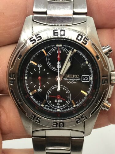 Seiko 7T62 0CD0 Men s Chronograph Quartz Stainless Steel Watch