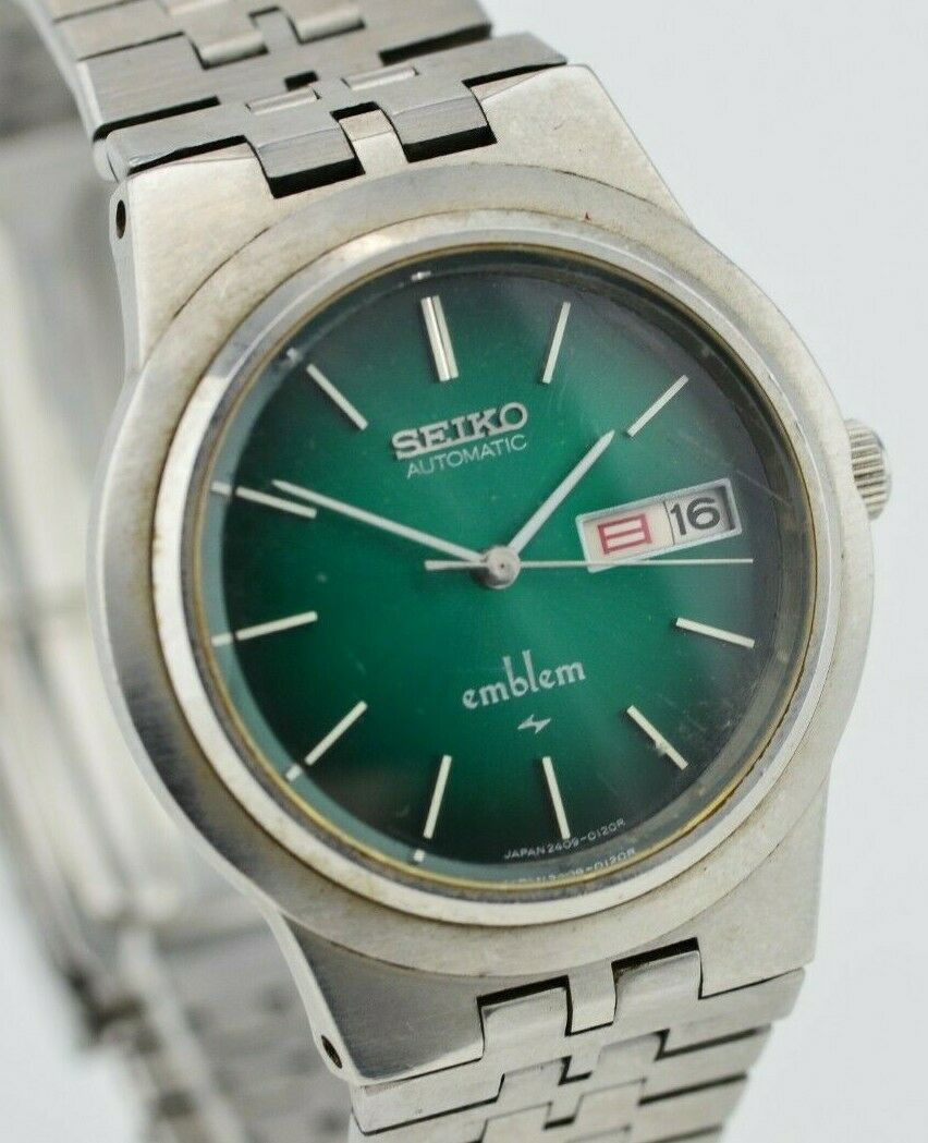 Vintage Seiko Emblem Green Dial Automatic DayDate Watch 2409-0030 JDM  F369/ | WatchCharts