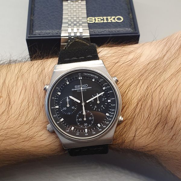 時計 Seiko CHRONOGRAPH QUARTZ 7A28-701A Rare 39mm Vintage Seiko Black Dial Chronograph Japan Quartz