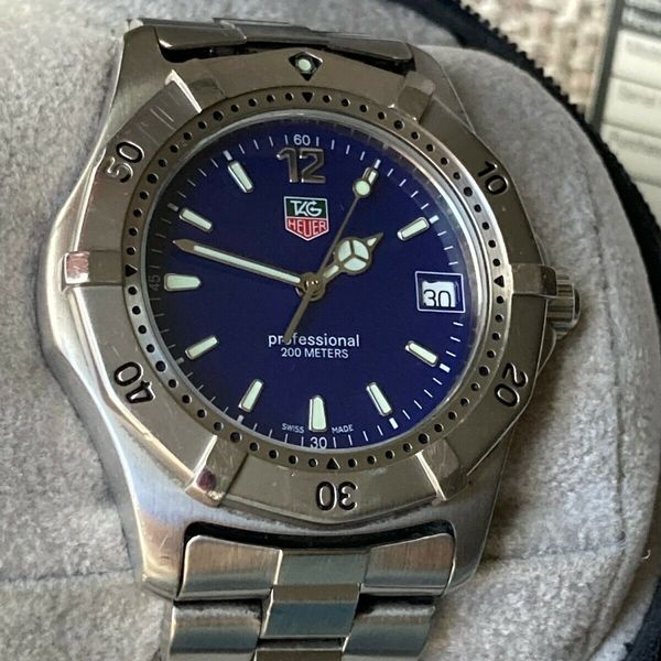 Rare 2001 TAG Heuer 2000 Full Size Blue Face Watch plus Boxes & Papers ...