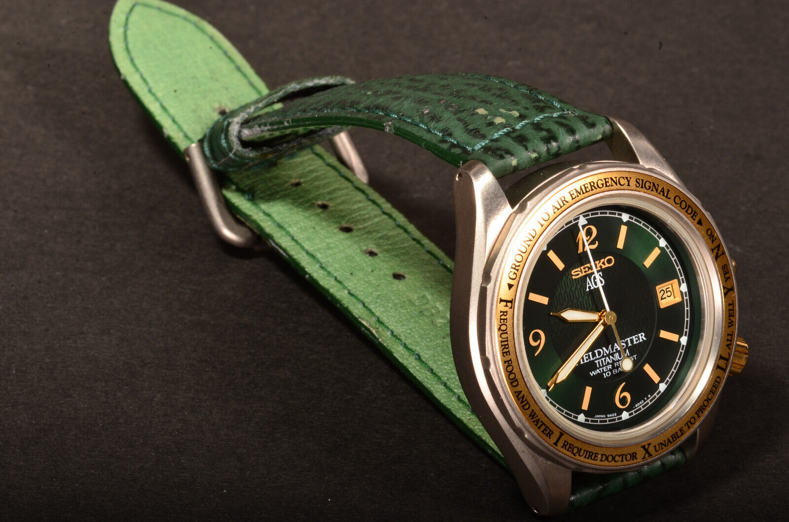 Seiko 5M22-6C10 SBBW037 Gold/green Fieldmaster Original AGS
