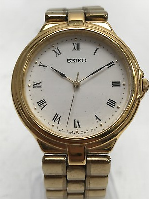 ciii　Kiso ゴールドクラウン Vintage Men's Watch Seiko V701 1T79 Quartz Yellow Tone Runs