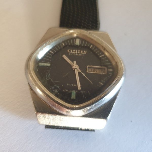 Montre Automatique Citizen Des Années 70 - Jour-date, Cadran Noir, Occasion Fonctionnelle