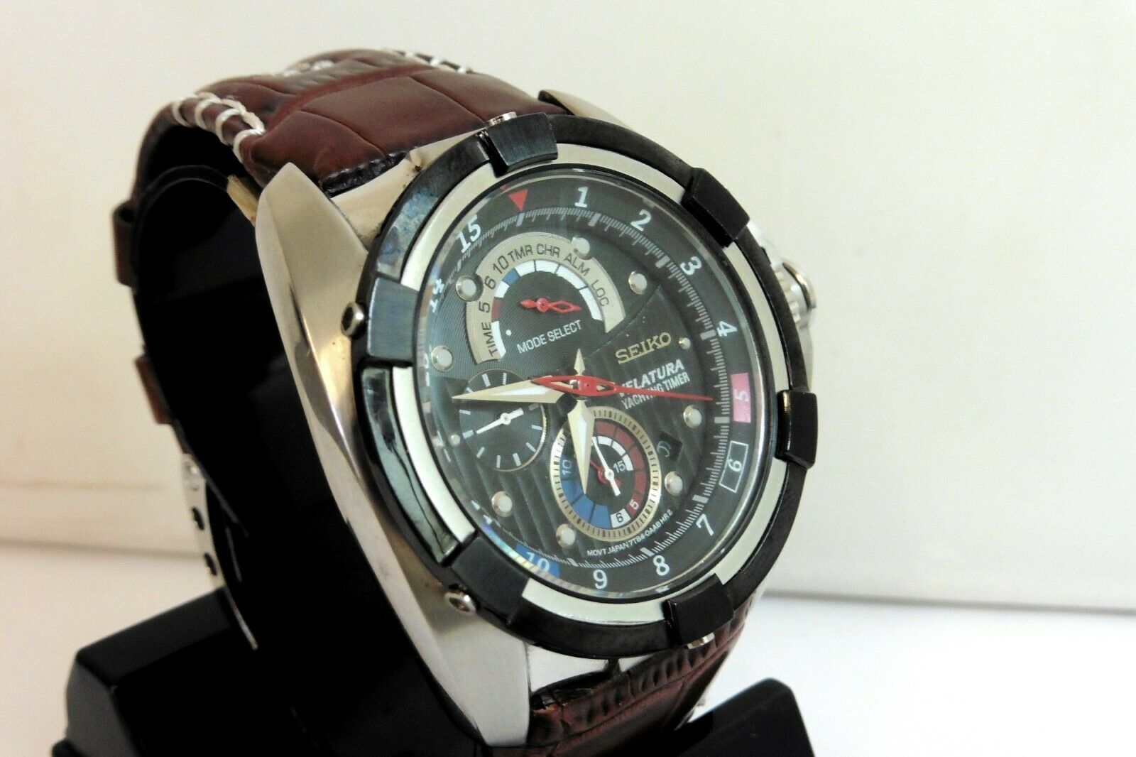 GENTS LARGE STEEL SEIKO VELATURA YACHTING TIMER MINT CONDITION 