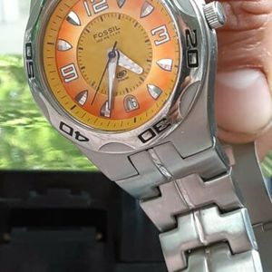 FOSSIL 腕時計 Mens Fossil 100 Meters Blue Date AM-3733 300401 Watch Orange