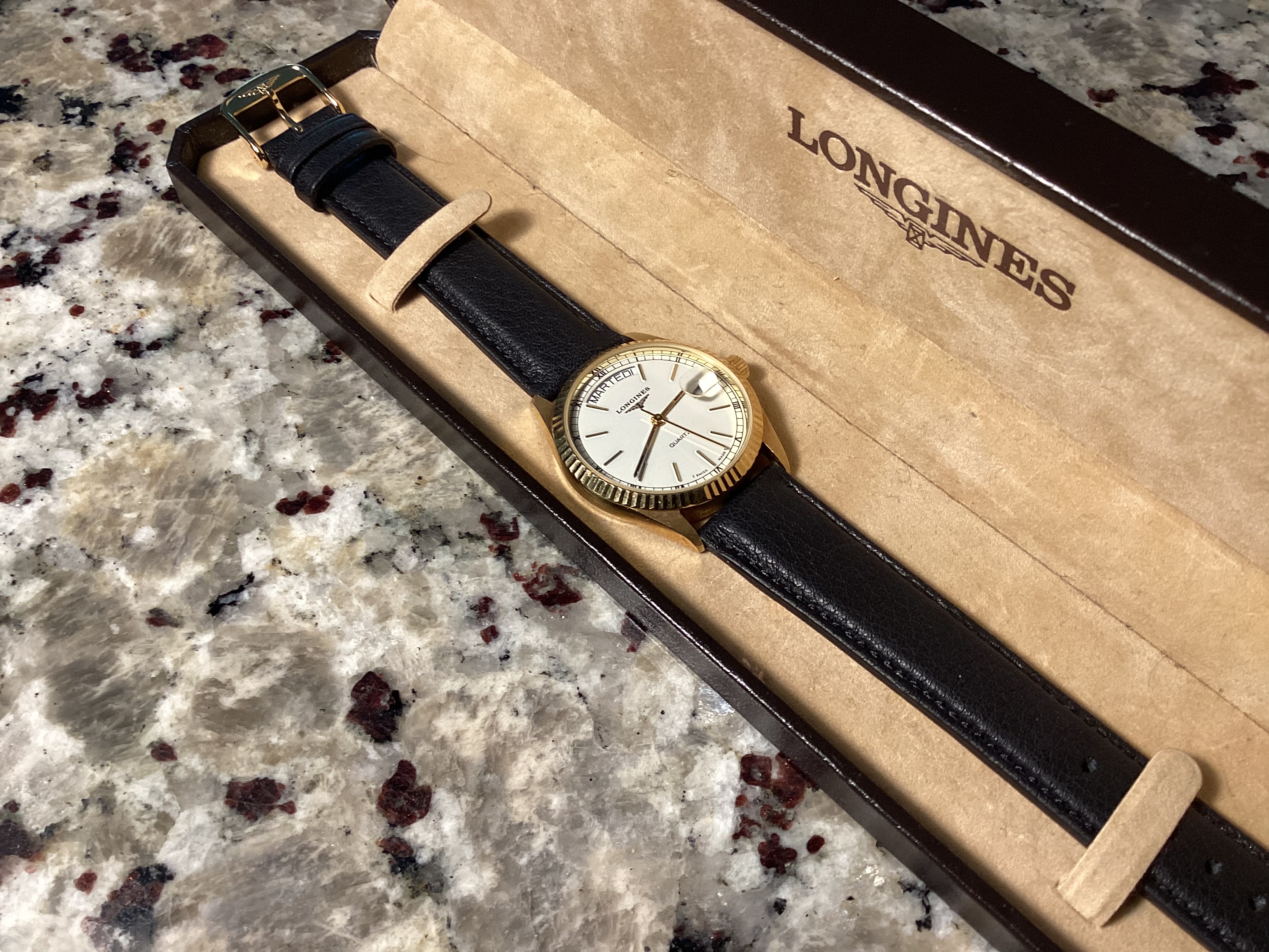 FS Vintage Longines 18k Gold Mens Quartz Watch. 750