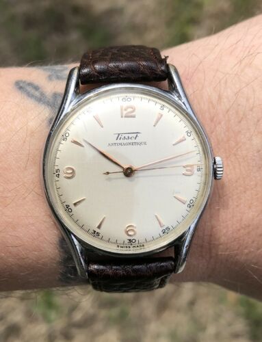 vintage Tissot ANTIMAGNETIQUE 6442 9 Watch ROSE GOLD Minty Dial