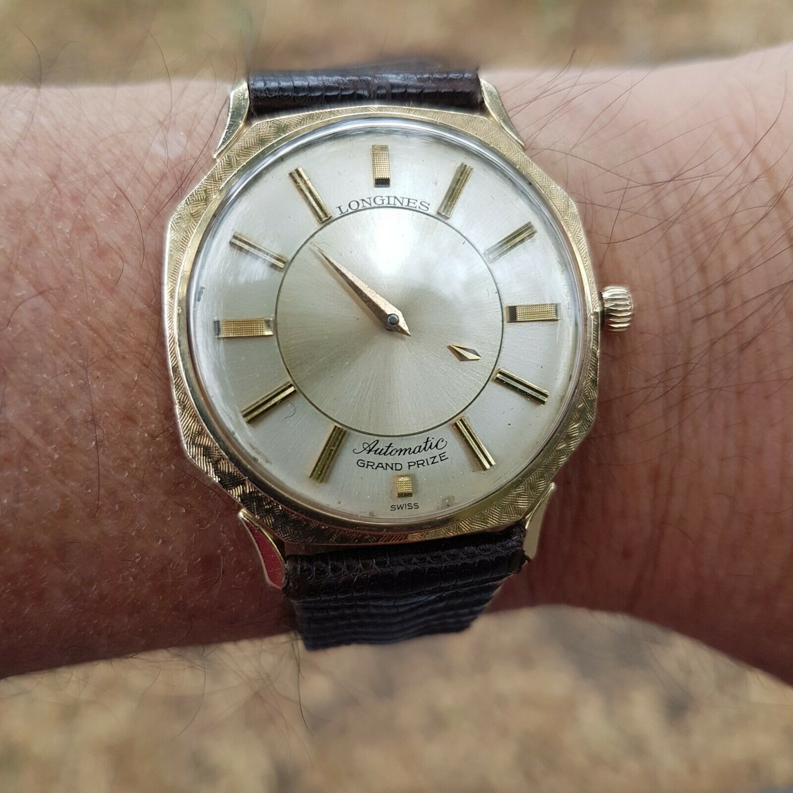 VINTAGE AUTOMATIC LONGINES GRAND PRIZE MYSTERY DIAL GENTS WATCH