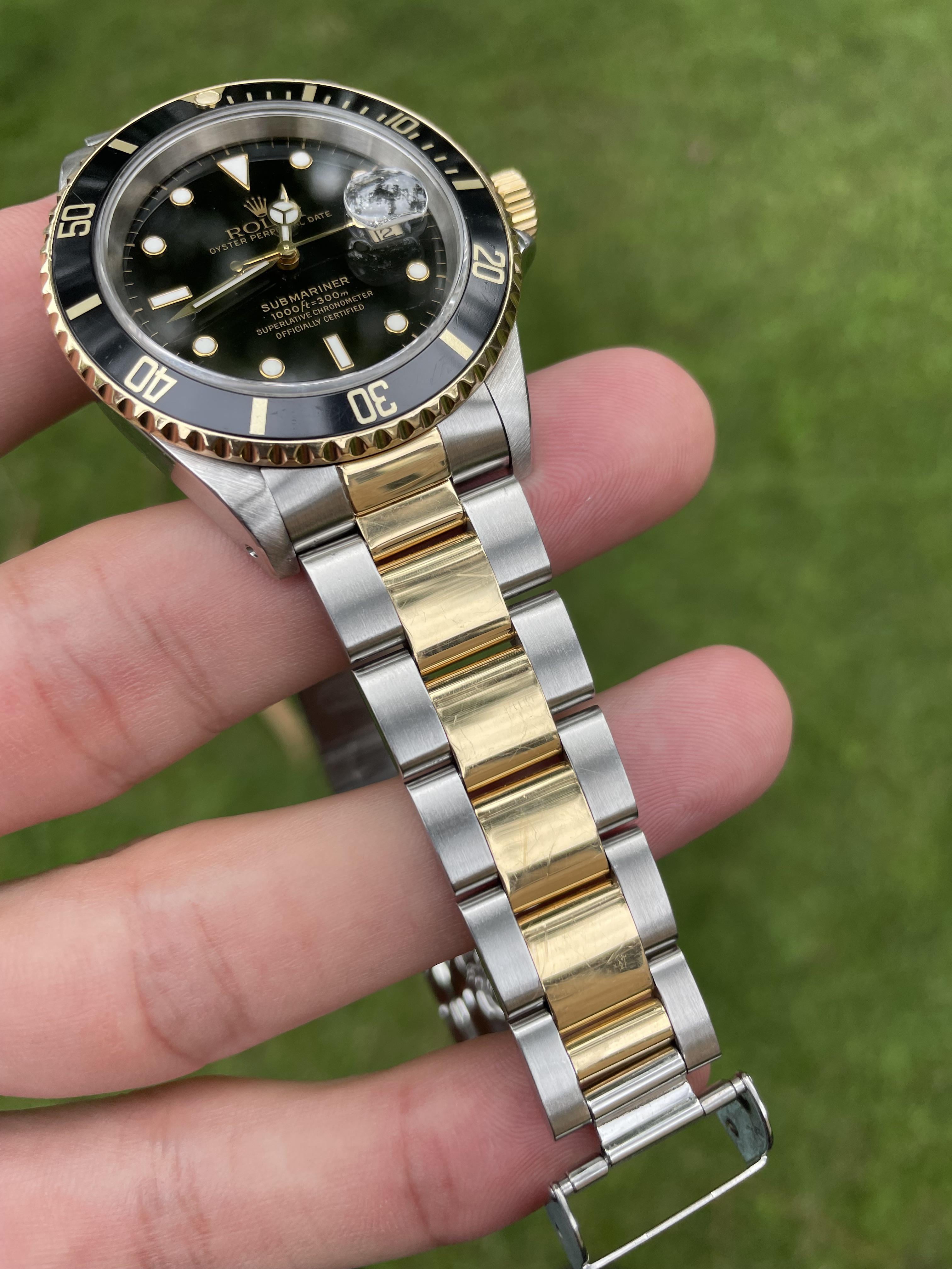 WTS 1997 Rolex Submariner Two Tone Black Tritium Dial 16613