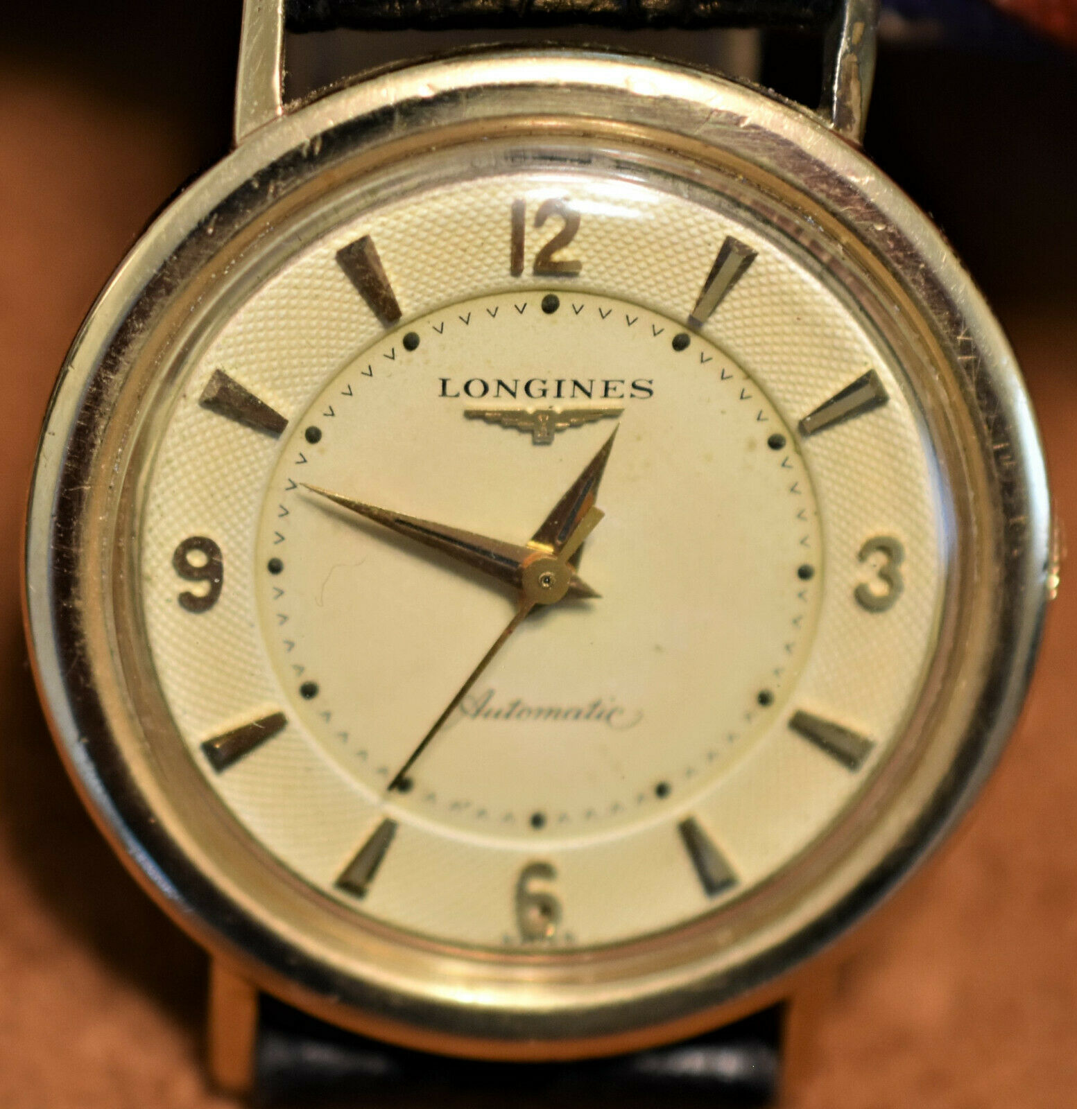 Uncommon 1956 Longines Hidden Crown Honeycomb Dial Ref 2115