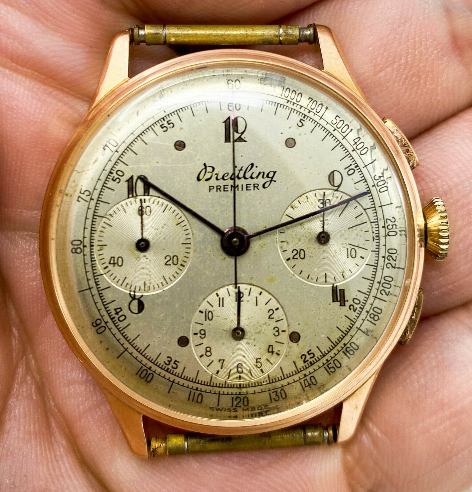 Vintage Breitling Premier Chronograph Wristwatch Ref. 787 18kt