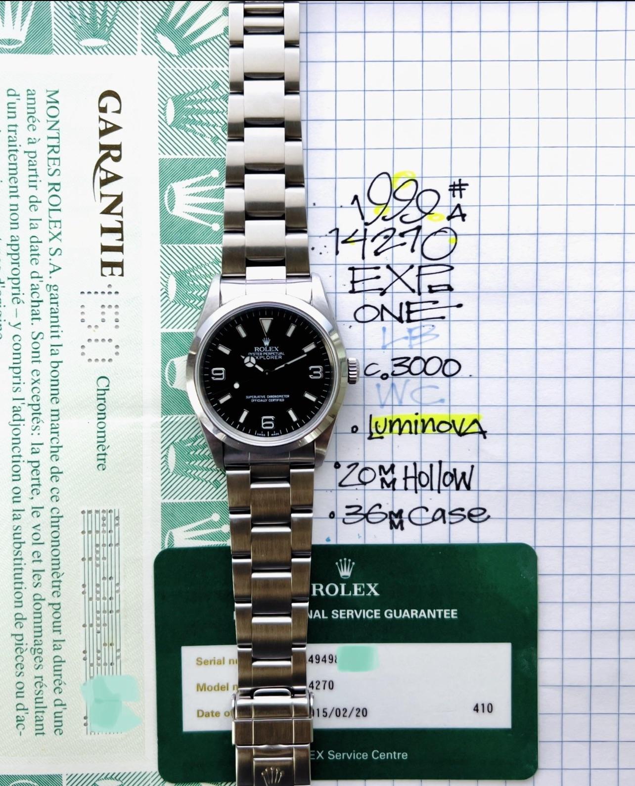 WTS Rolex Explorer I ref. 14270 A serial 1999 with Papers and Rsc