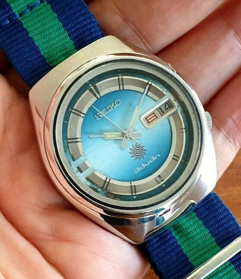 Seiko Advan 7019-7250 Vintage April 1973 Blue Dial Mens Automatic
