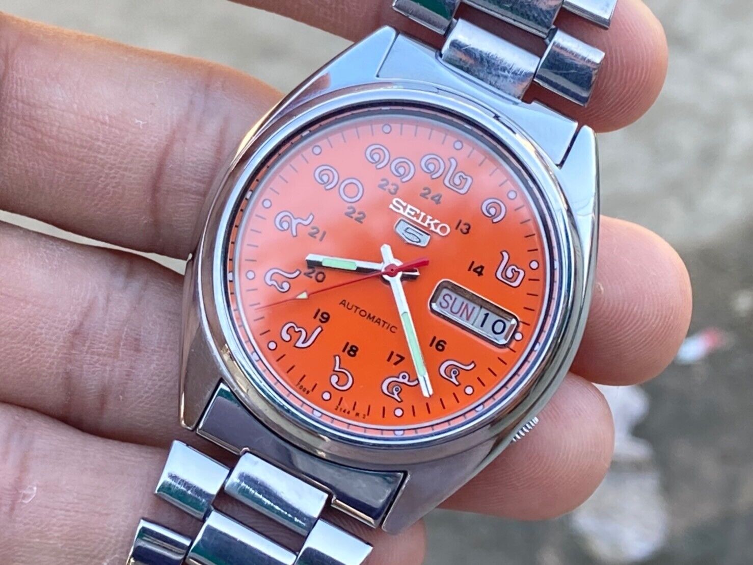 Vintage Seiko 5 7009 Automatic Orange Dial Thai Numbers Modify