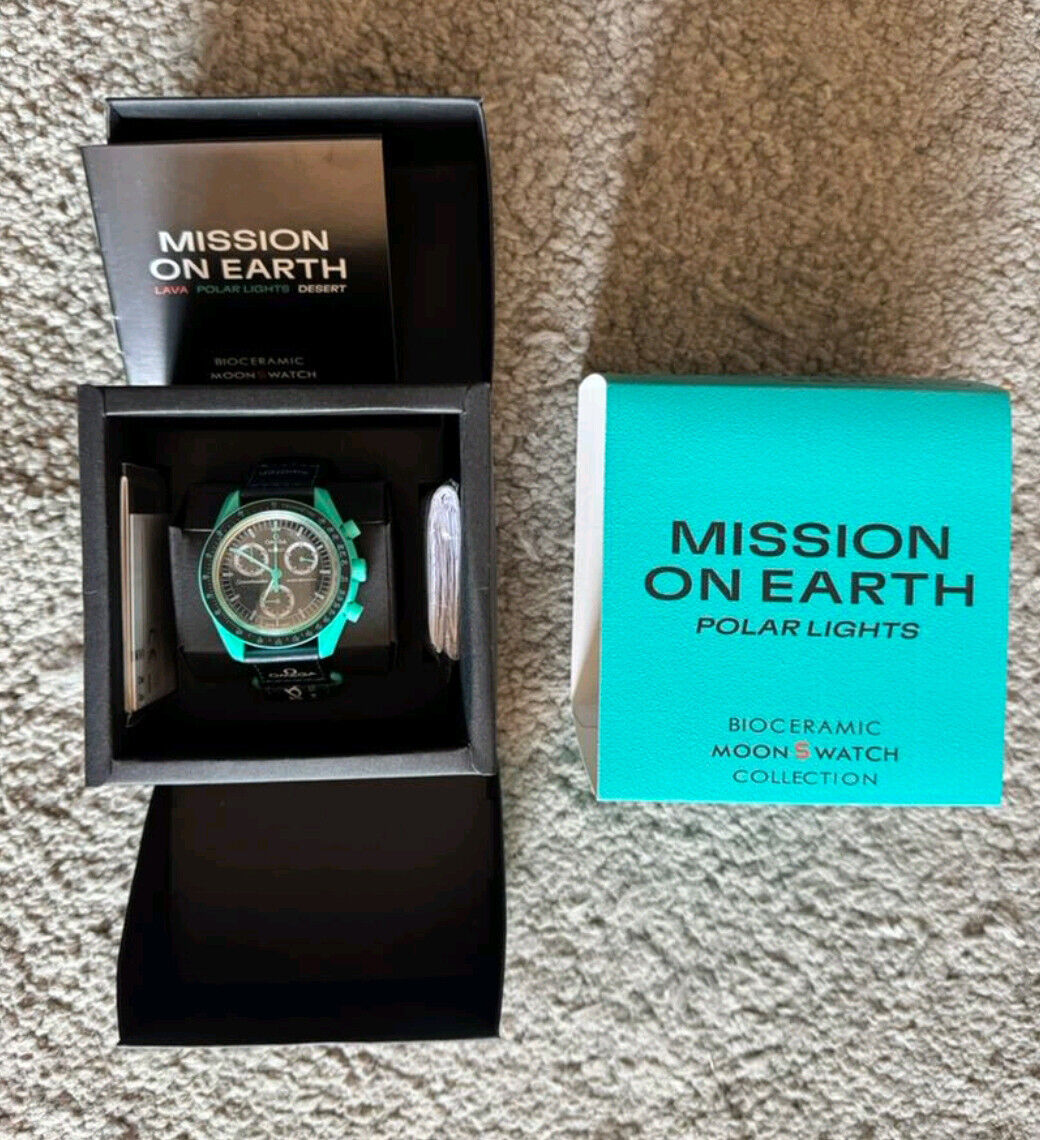 Omega X Swatch Watch MISSION TO EARTH - POLAR LIGHTS Neon Green
