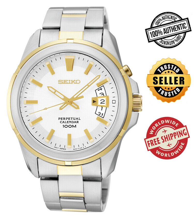 SEIKO Perpetual Calendar SNQ132 SNQ132P1 Men Sapphire 2 Tone