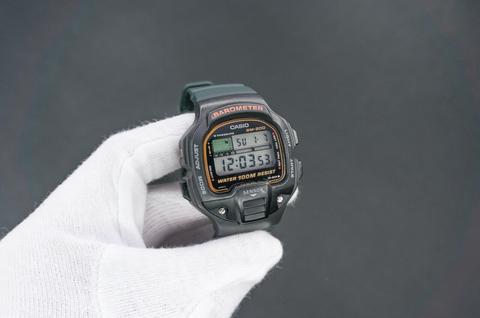 Vintage Casio BM-200W, barometer, altimeter, 1990s, 983 mvt