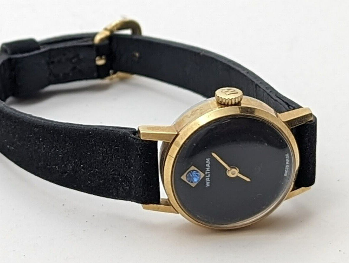 Vintage Waltham Womens Black Dial Diamond Watch - Mechancial  display picture 1