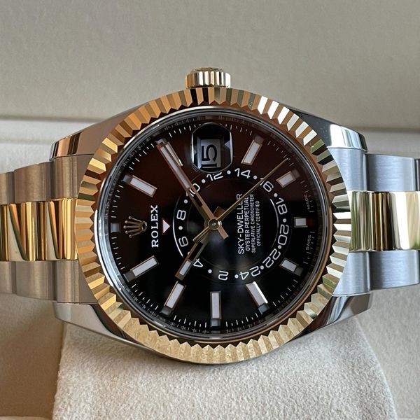 Fs: ROLEX NEW UNWORN TWO TONE SKY DWELLER BLACK DIAL 326933 | WatchCharts