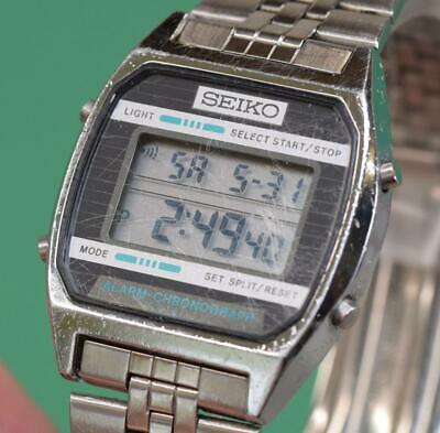 Vintage SEIKO A904 5190 Digital LCD Alarm Chronograph Mens Watch w