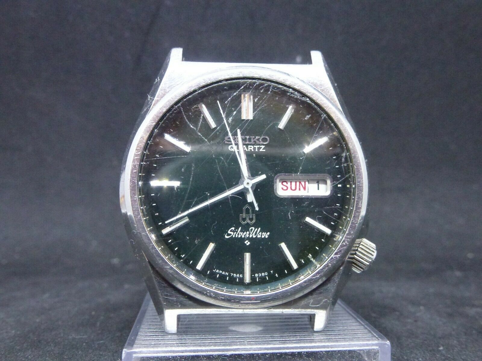 Vintage SEIKO QUARTZ Silver Wave 7546-8340 933453 Wrist Watch W579