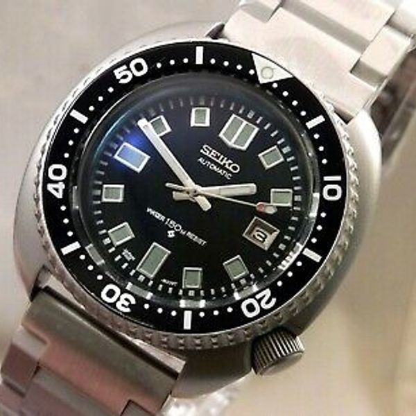 Seiko Turtle 6105 Bead-Blasted Dome Crystal Dive Watch Jubilee Custom ...