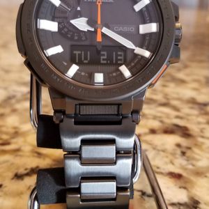 Casio Protrek Manaslu Prx 8000yt Titanium Dlc Tough Solar Multi Band 6 Triple Sensor Tough Movement Watchcharts
