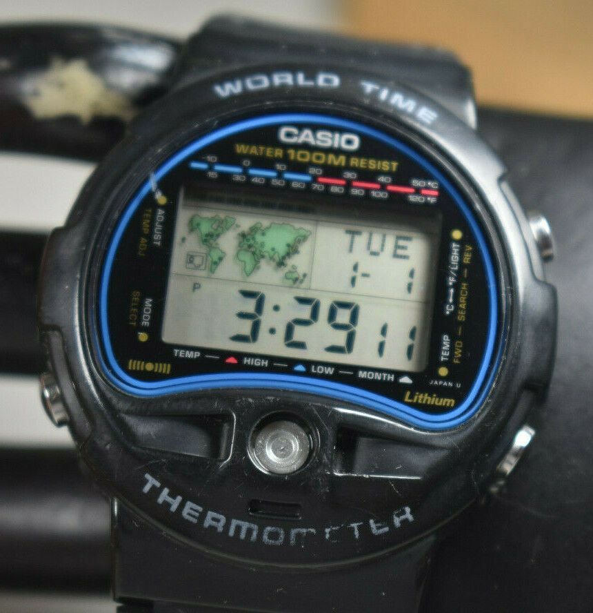 1990 Casio TS-100 (815) JAPAN T Thermo World Time Men's Watch NEW