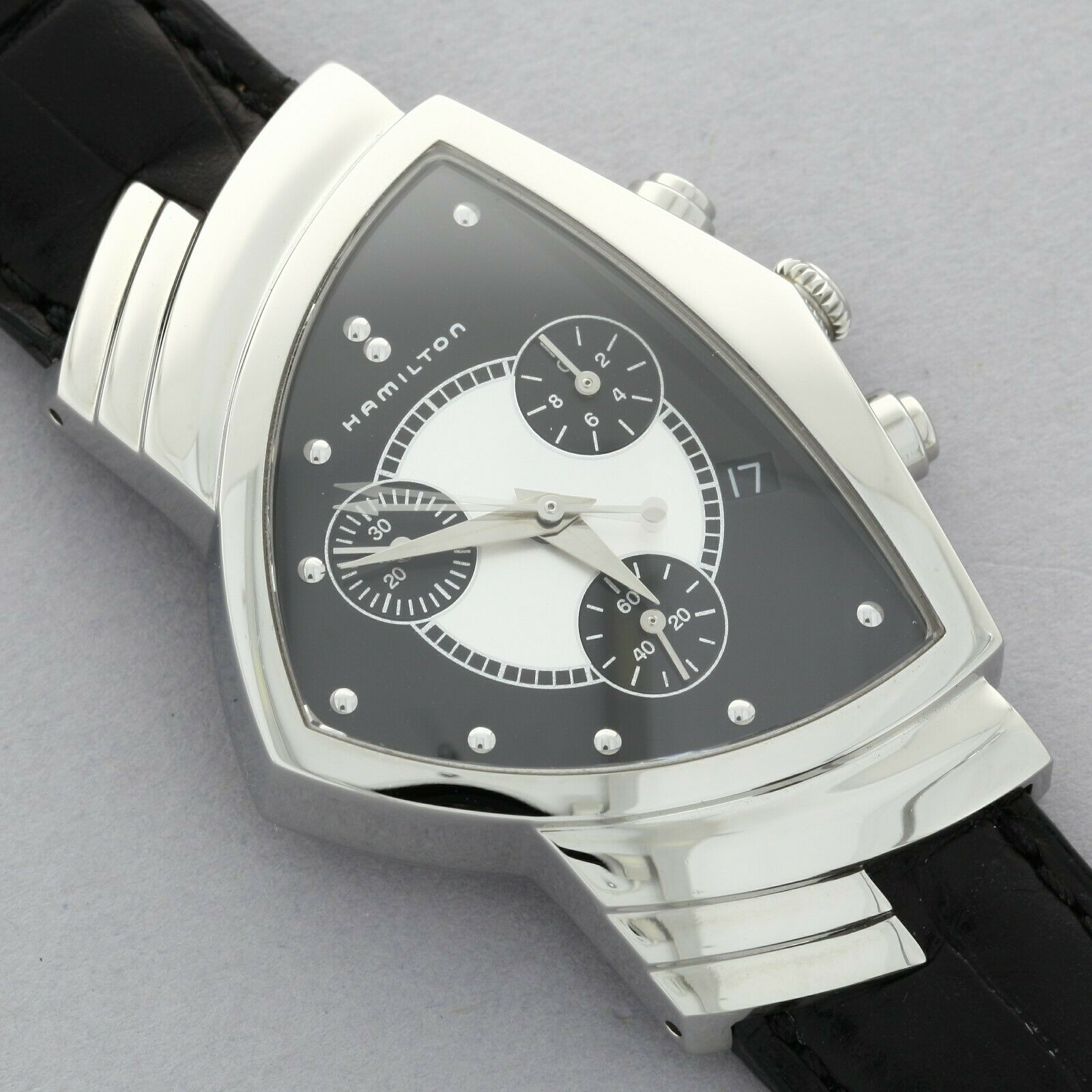 Hamilton Ventura Wristwatch MIB 2 Steel Chronograph Box & Papers