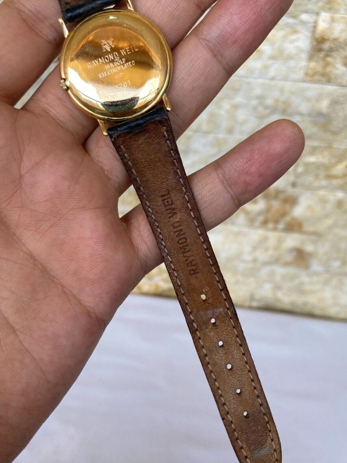VINTAGE RAYMOND WEIL GENEVE WATCH QUARTZ 3701 18K GOLD