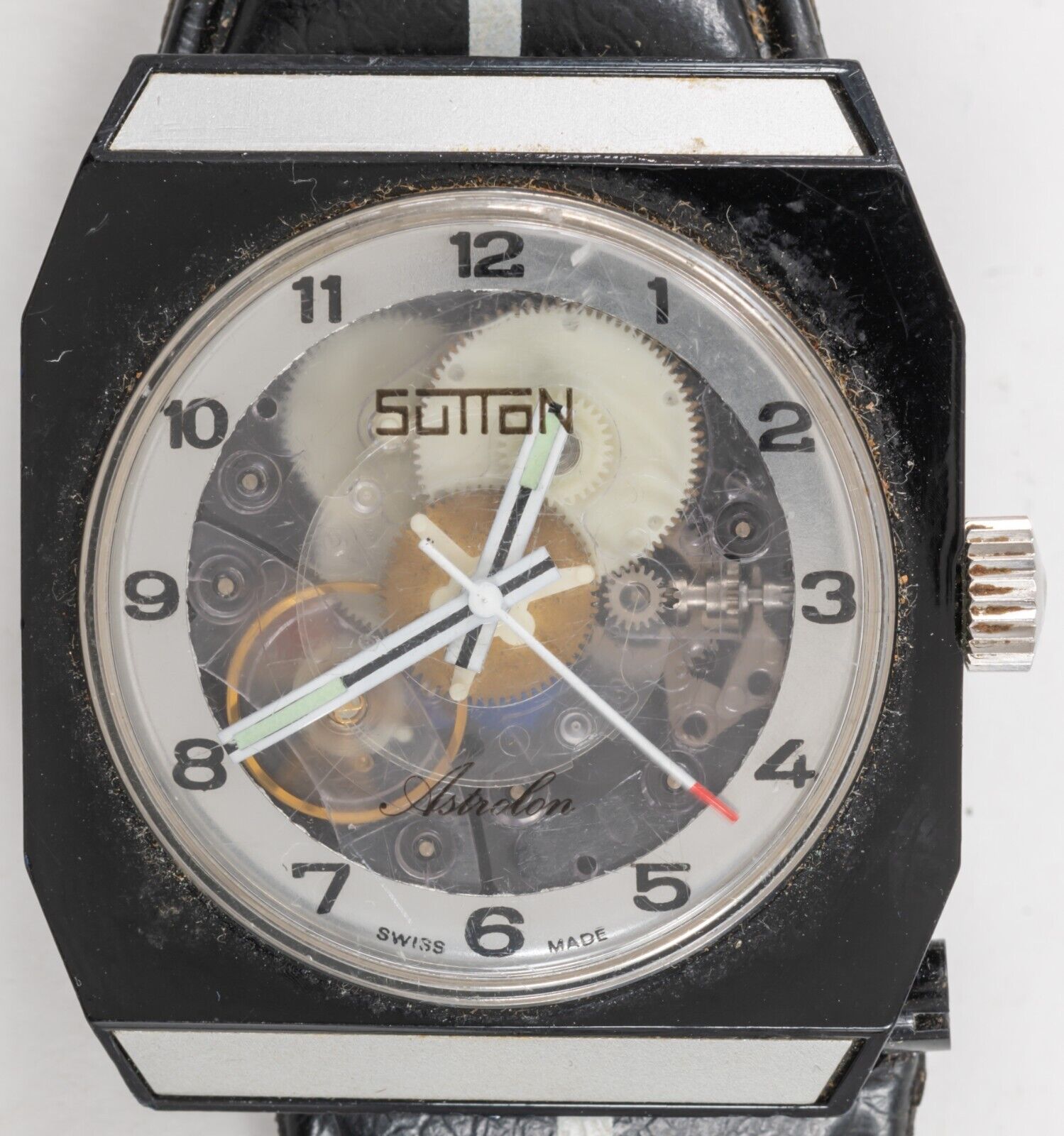 70s TISSOT SUTTON ASTROLON Manual Wind PLASTIC Wrist Watch WORKING