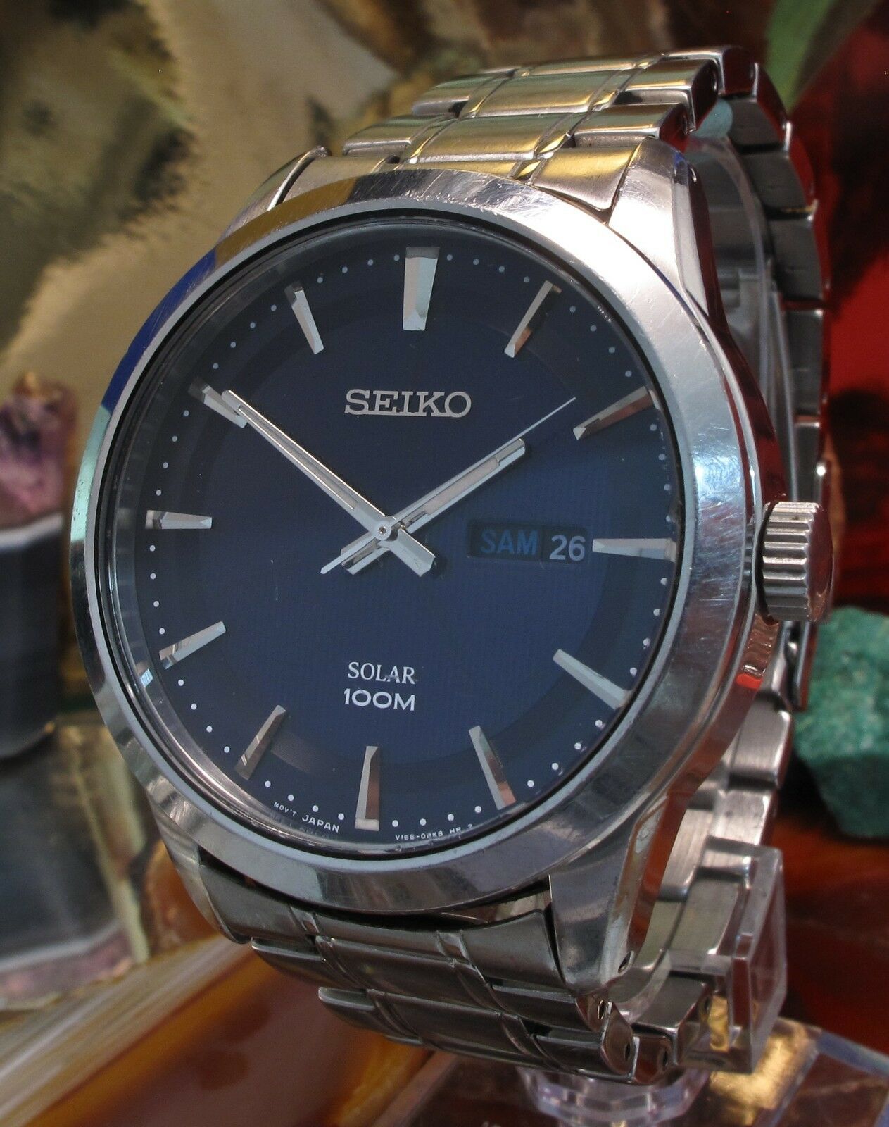 Seiko Solar 100M V158-0AS0 working day date keeping time 44
