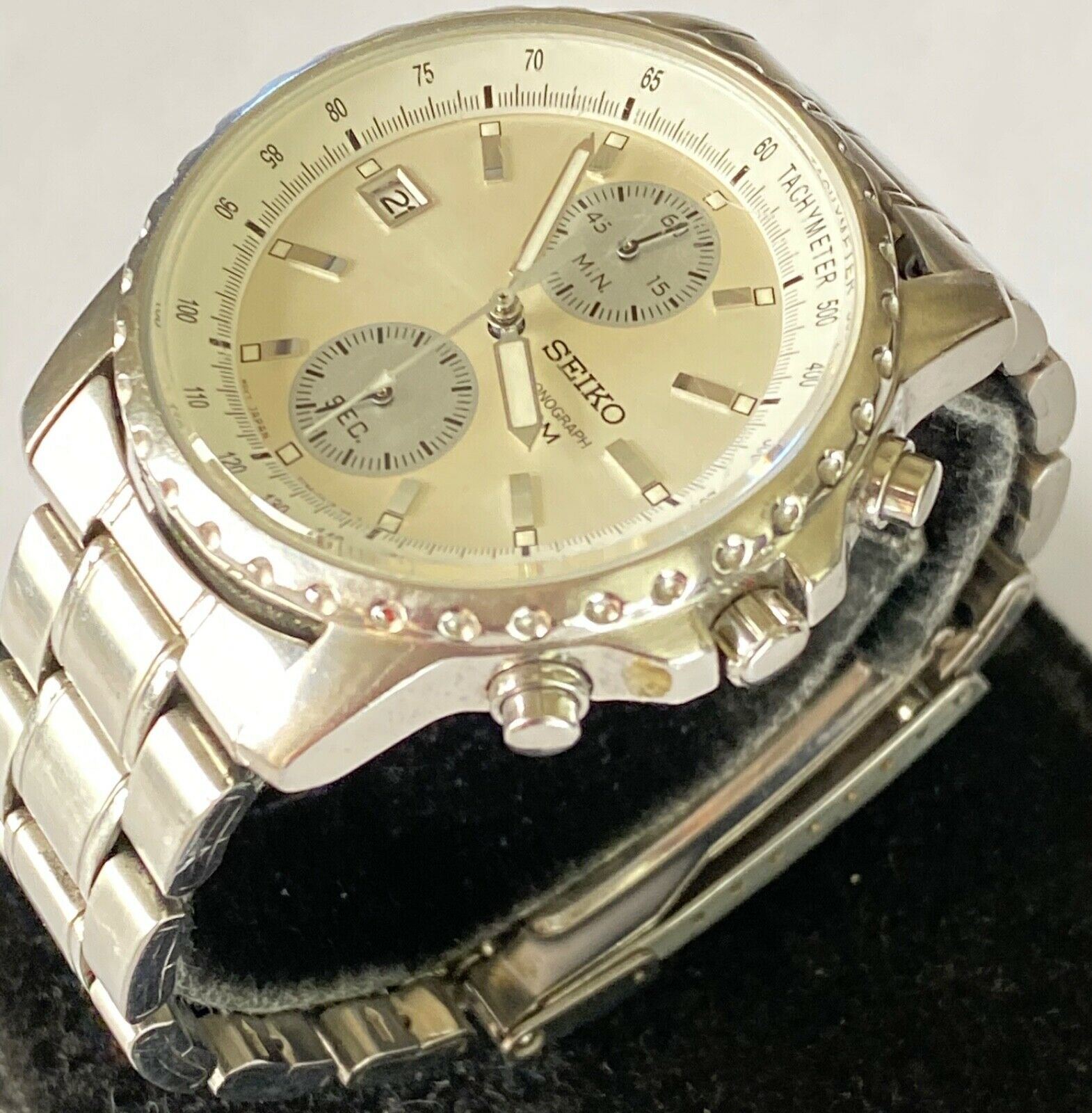 Vintage Mens Seiko Chronograph Quartz Watch 7T94-0AH0