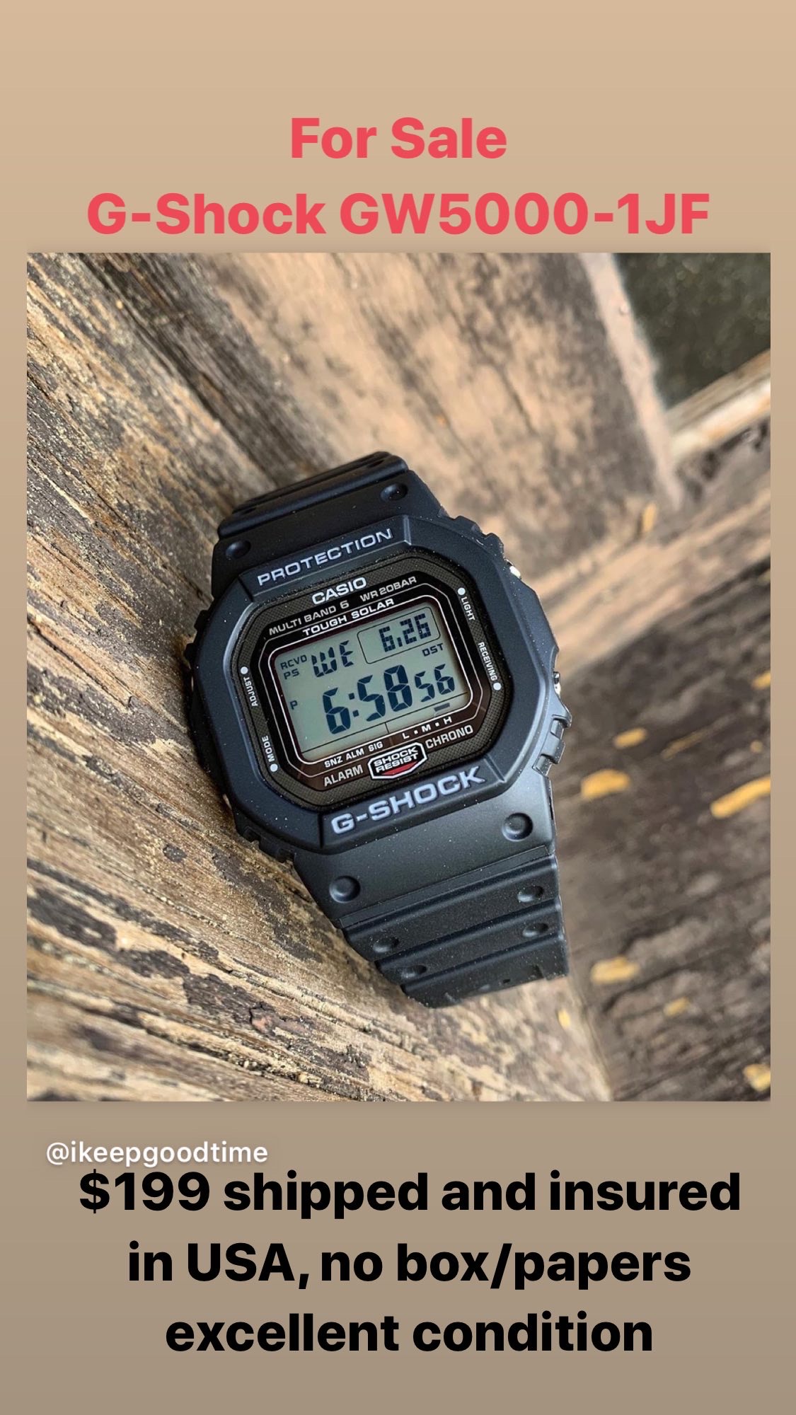 FS: Casio G-Shock GW5000-1JF | WatchCharts