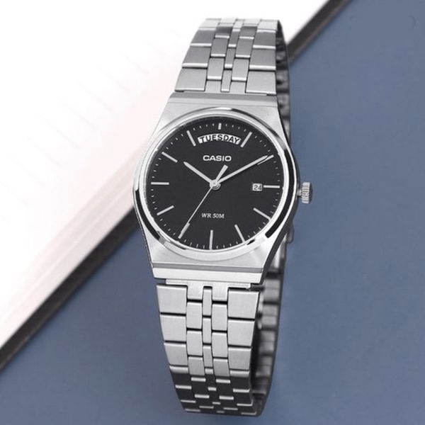 Casio MTP-B146D-1AV daydate in acciaio nero 35mm – MDR